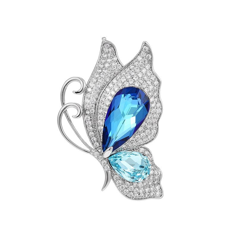 Broche papillon en cristal