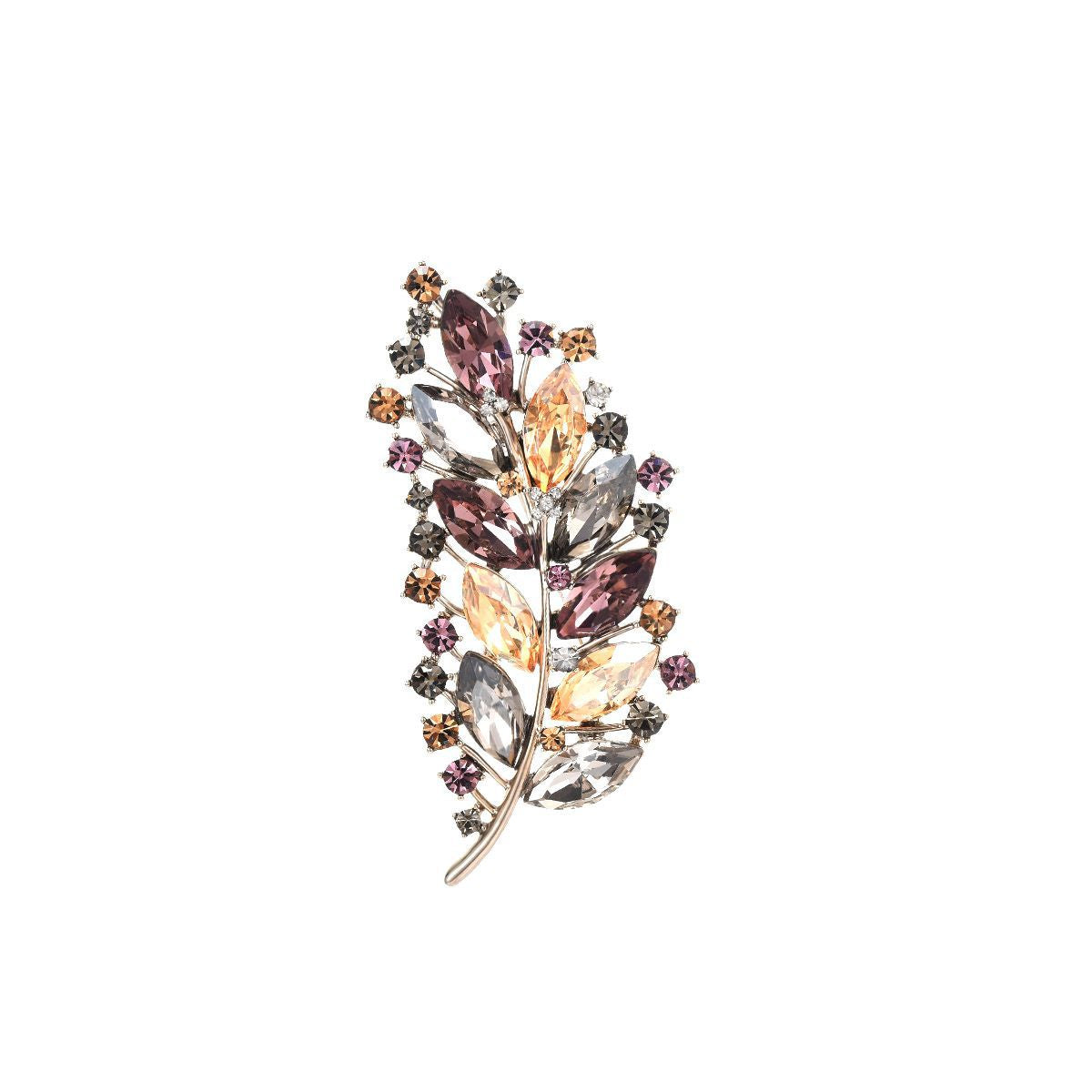 Vintage crystal feather brooch
