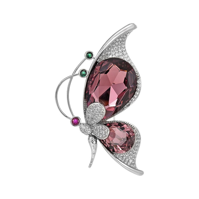 Broche papillon en cristal rouge