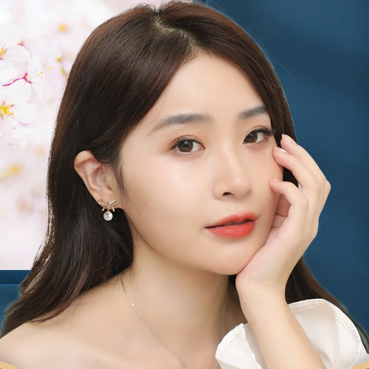 Vintage Bow Pearl Earrings