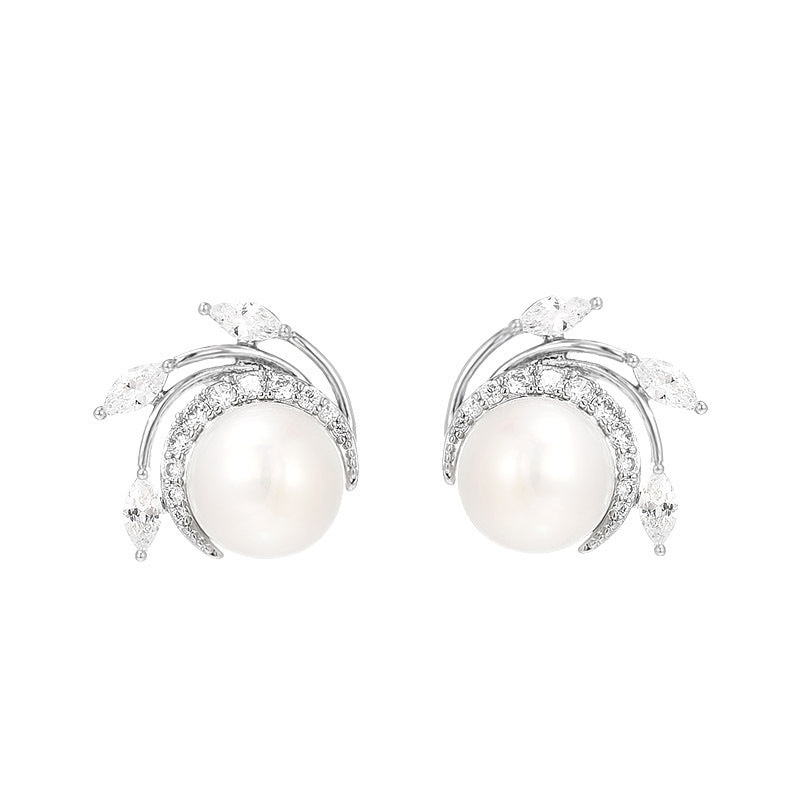 Pearl inlaid phoenix tail earrings