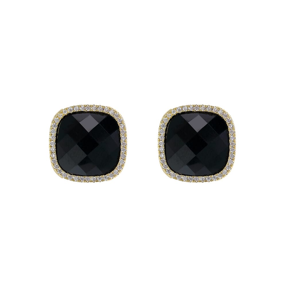 Black Square Crystal Stud Earrings