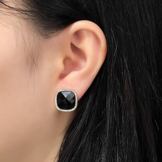 Black Square Crystal Stud Earrings