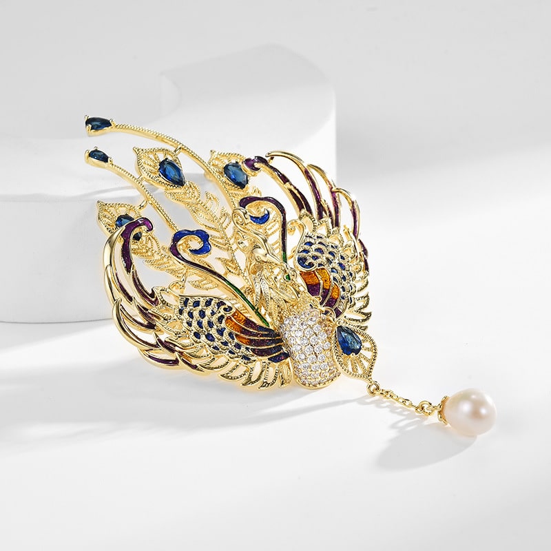 Colorful peacock Pearl Brooch