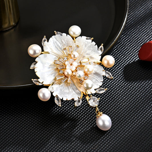 Camellia Pearl Brooch