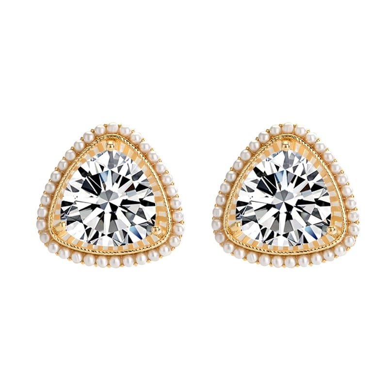 Triangle Diamond Stud Earrings