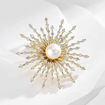 Pearl Sunflower Brooch