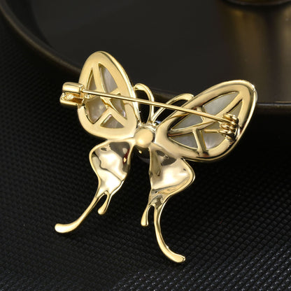 Butterfly Fritillary pearl brooch