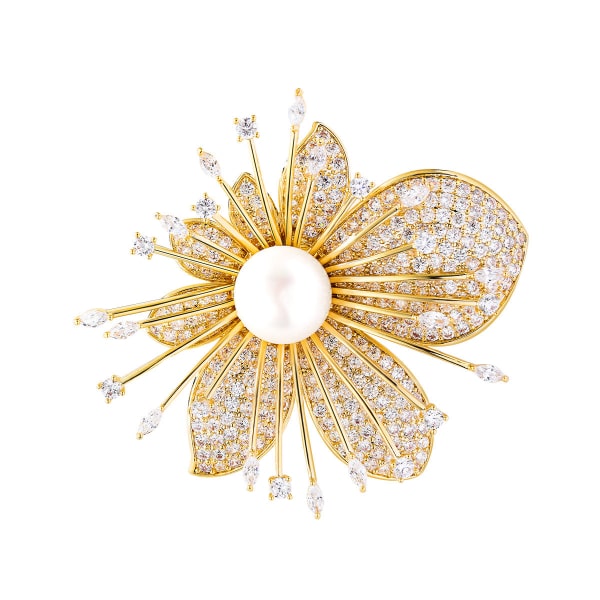 Orchid Natural Pearl Brooch