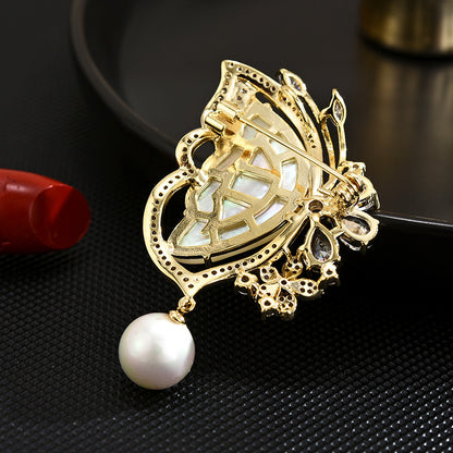 Mother-of-pearl butterfly brooch