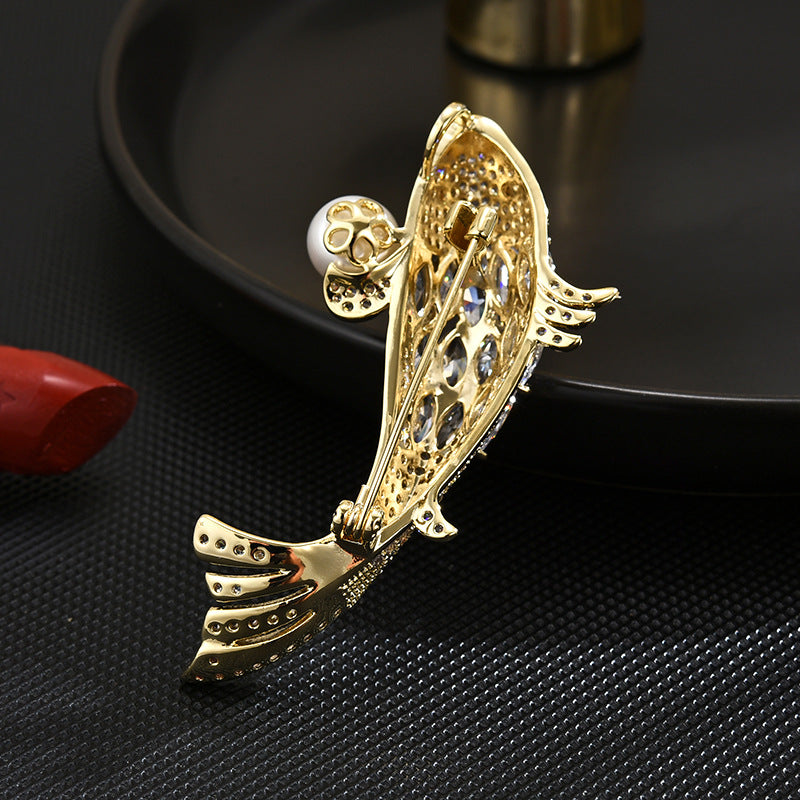 Lucky Koi Fish Pearl  Brooch