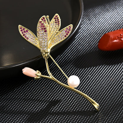 Orchid Pearl  Brooch