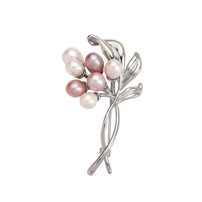 Broche bouquet couleur perle naturelle