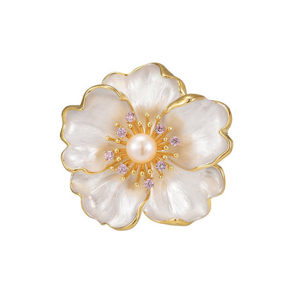 Broche Pivoine Perle