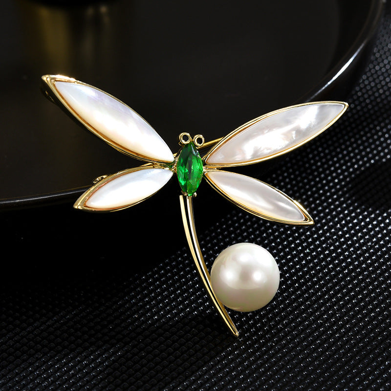 Mother-of-pearl dragonfly brooch