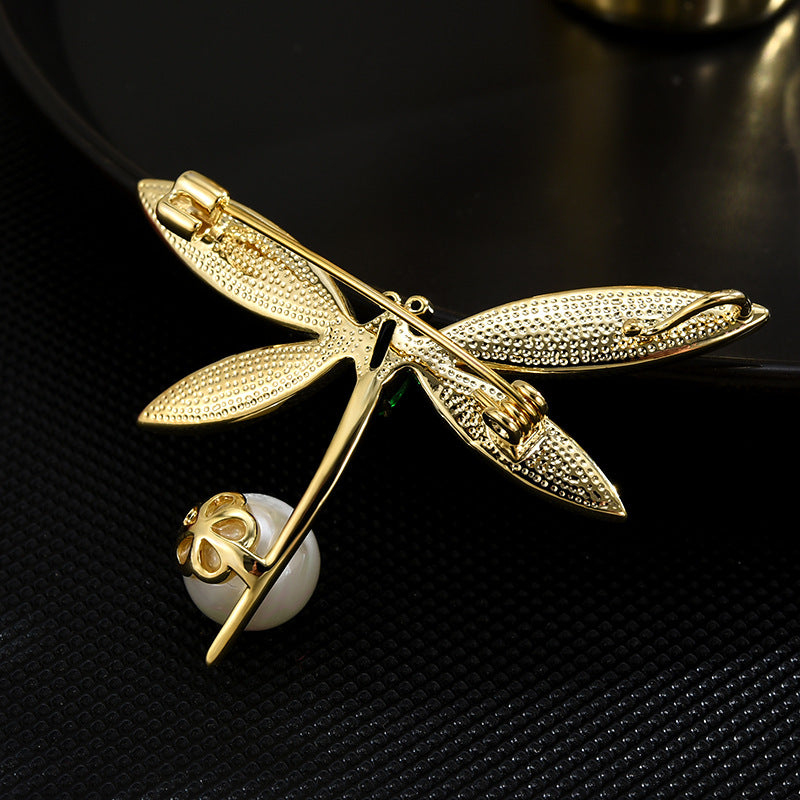 Mother-of-pearl dragonfly brooch