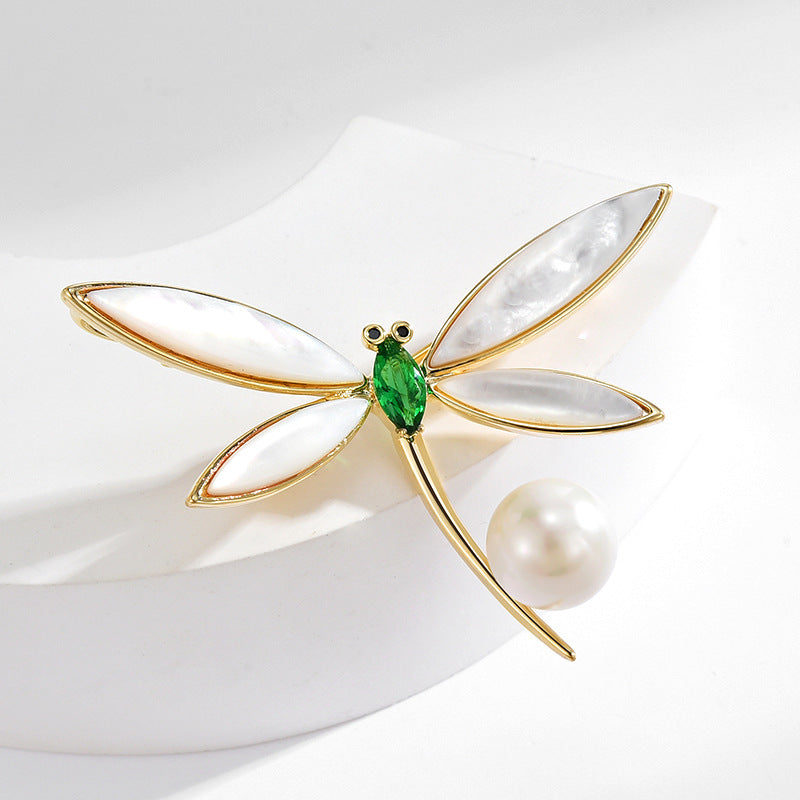 Mother-of-pearl dragonfly brooch