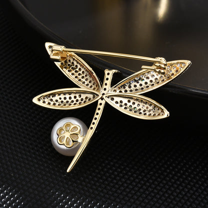 Pearl Dragonfly Brooch