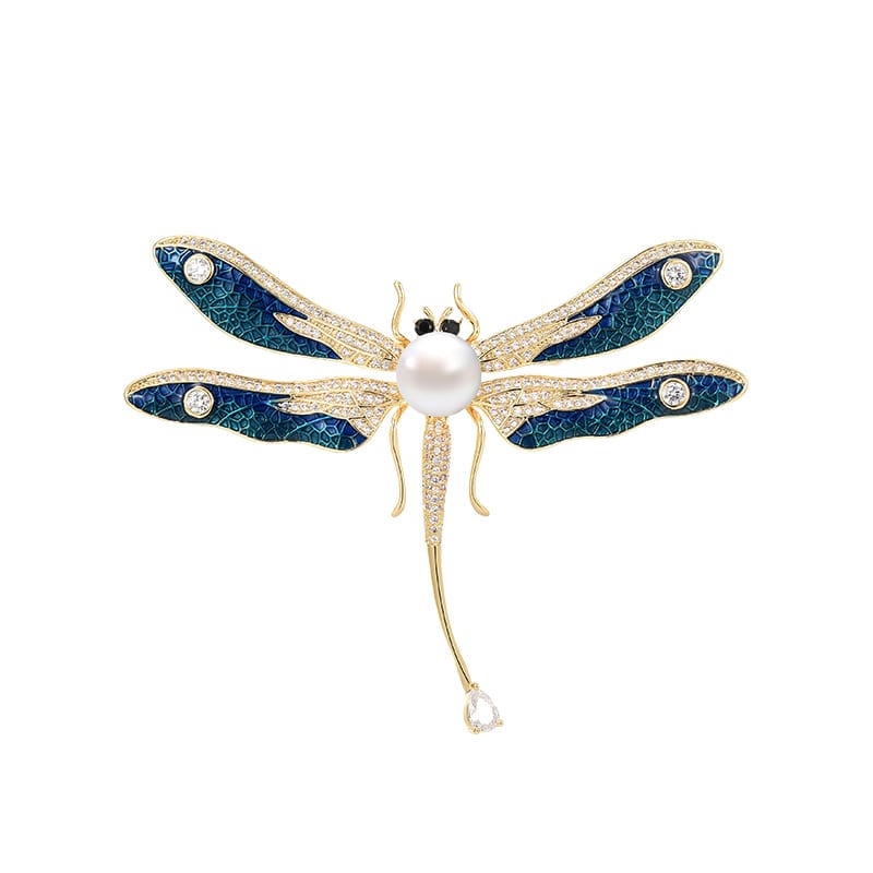 Natural Pearl Dragonfly Brooch