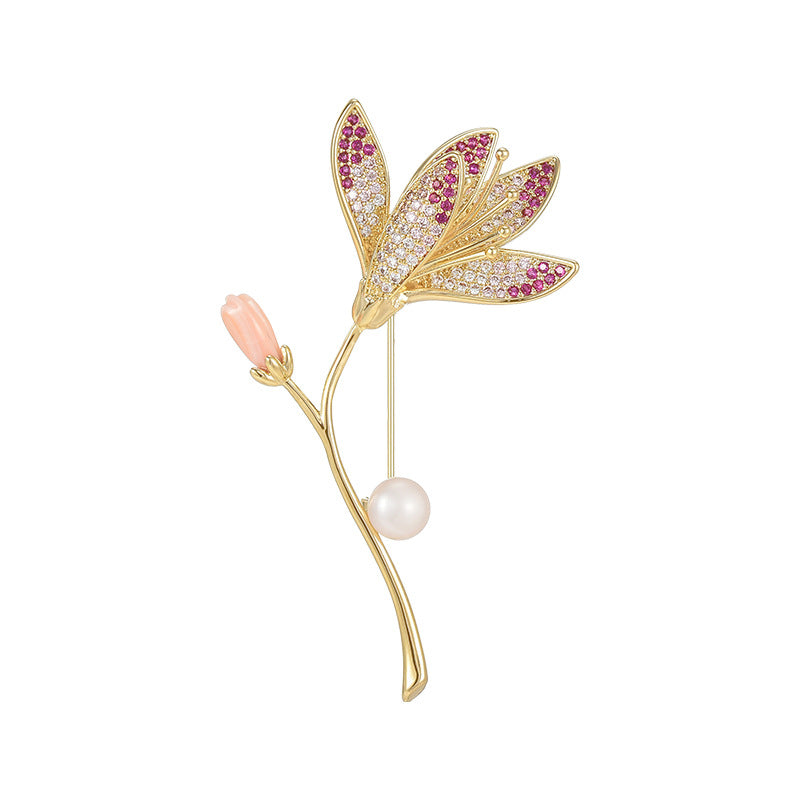 Broche Perle Orchidée