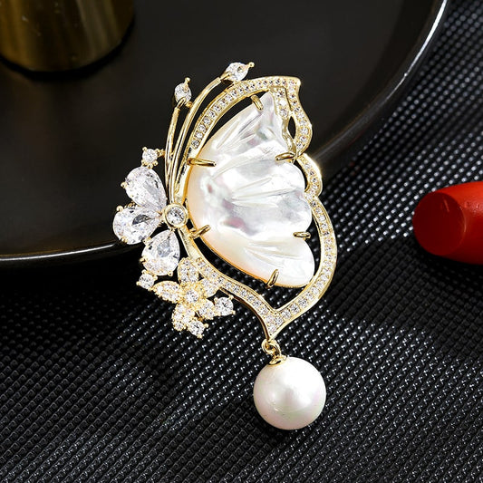 Mother-of-pearl butterfly brooch