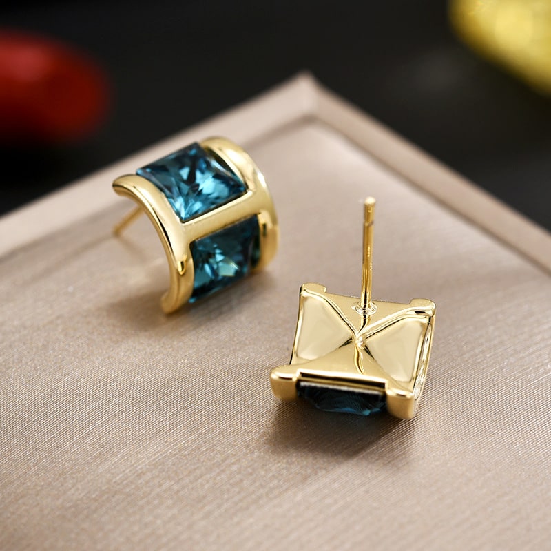 Square crystal earrings