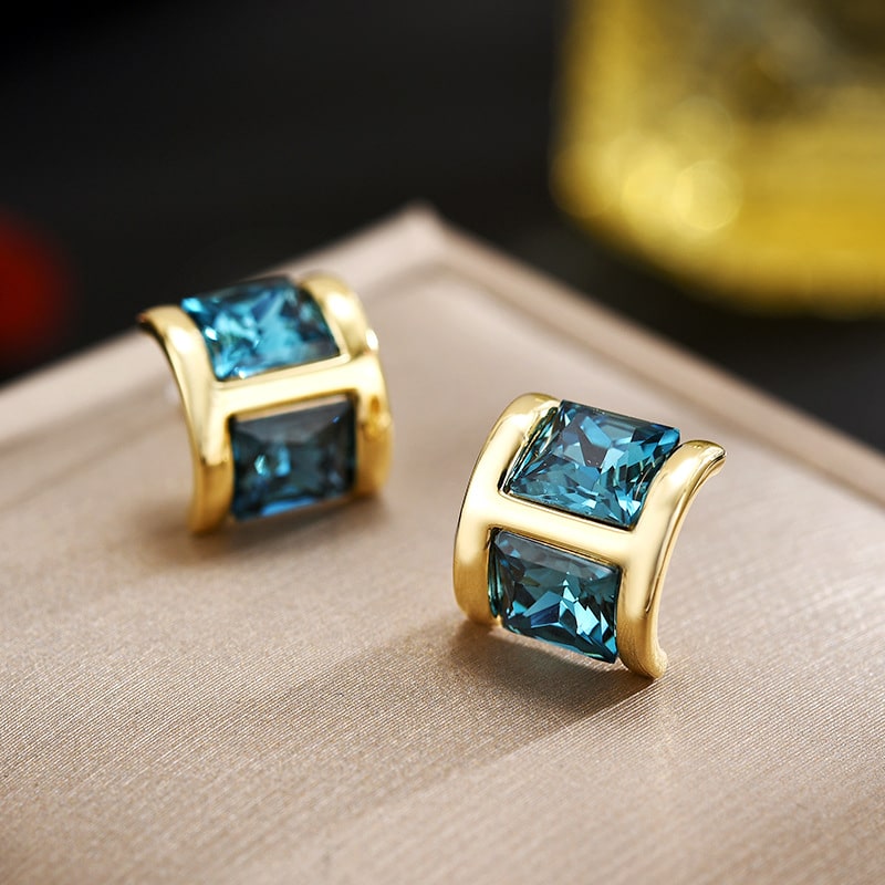 Square crystal earrings