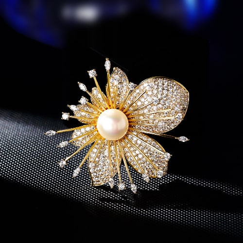 Orchid Natural Pearl Brooch