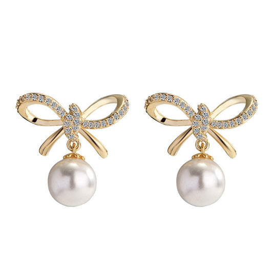 Vintage Bow Pearl Earrings