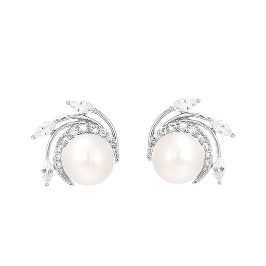 Pearl inlaid phoenix tail earrings