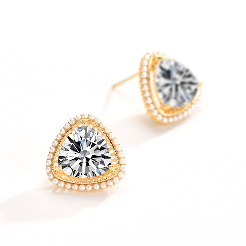 Triangle Diamond Stud Earrings