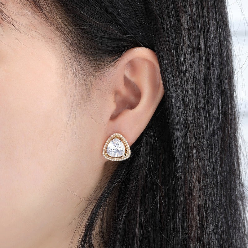 Triangle Diamond Stud Earrings