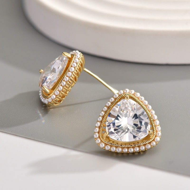 Triangle Diamond Stud Earrings