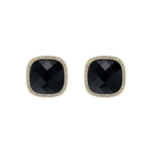 Black Square Crystal Stud Earrings