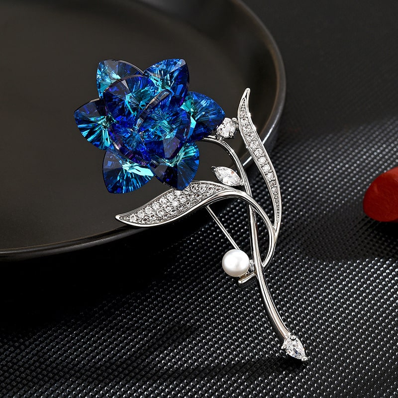 Crystal Rose Brooch