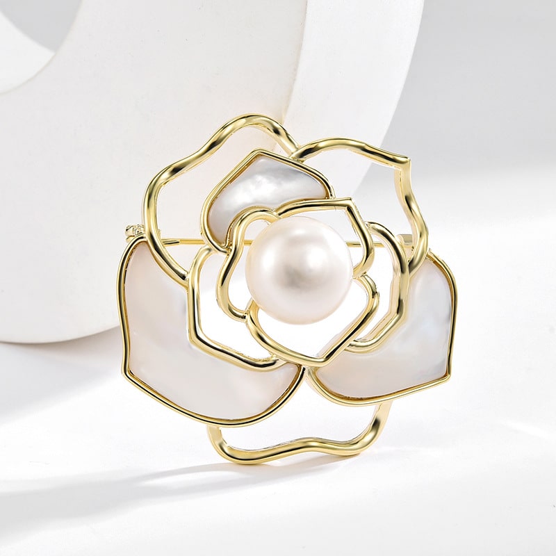 Broche en perles camélia, accessoires pour vêtements, épingle à fleurs