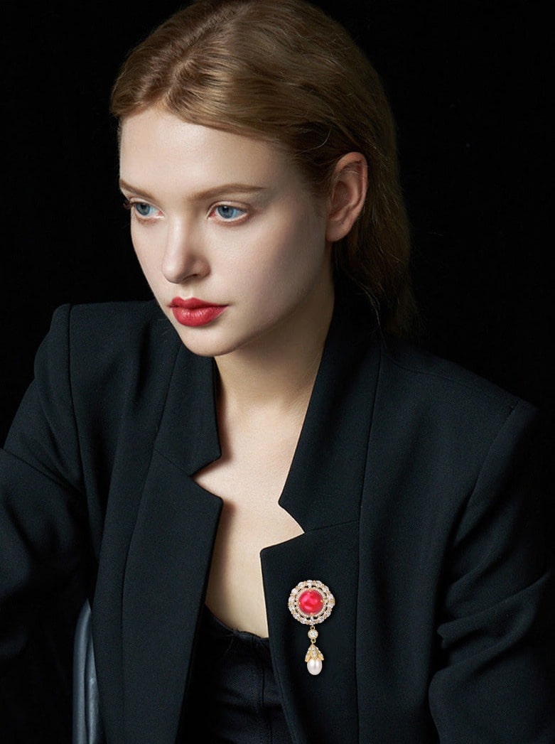 épingle à vêtements broche perle vintage