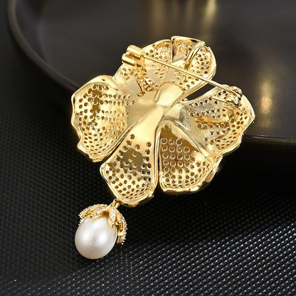 Camellia crystal brooch