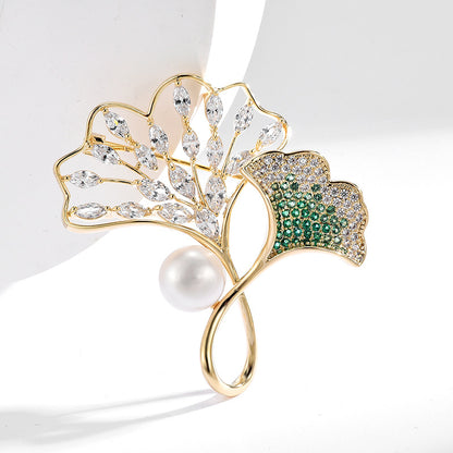 broche de perles de ginkgo vintage