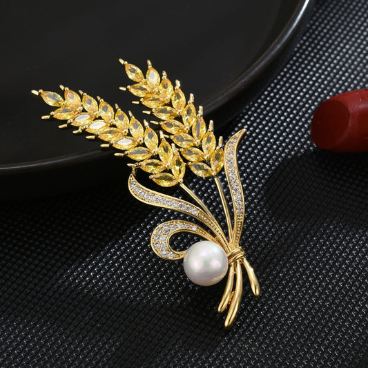 Wheat Ear Pearl Brooch