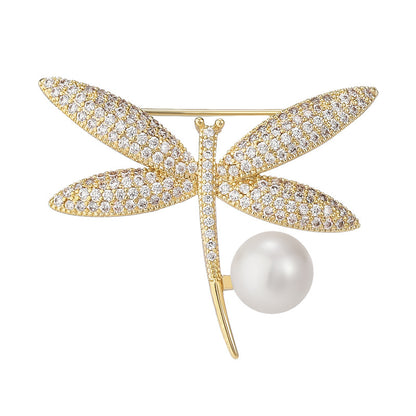 Pearl Dragonfly Brooch