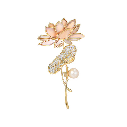 Broche Lotus Rose Perle