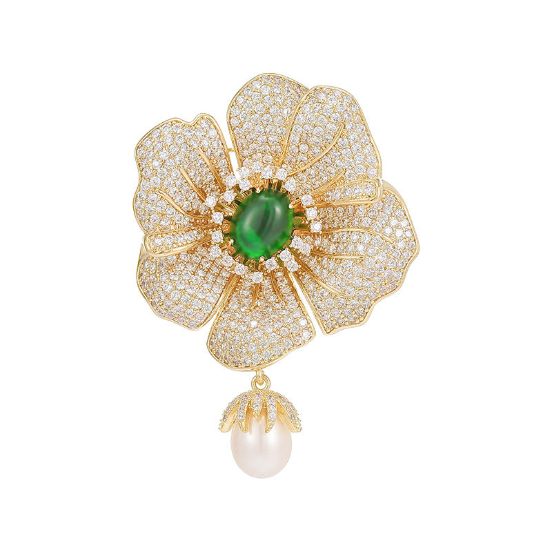 Camellia crystal brooch