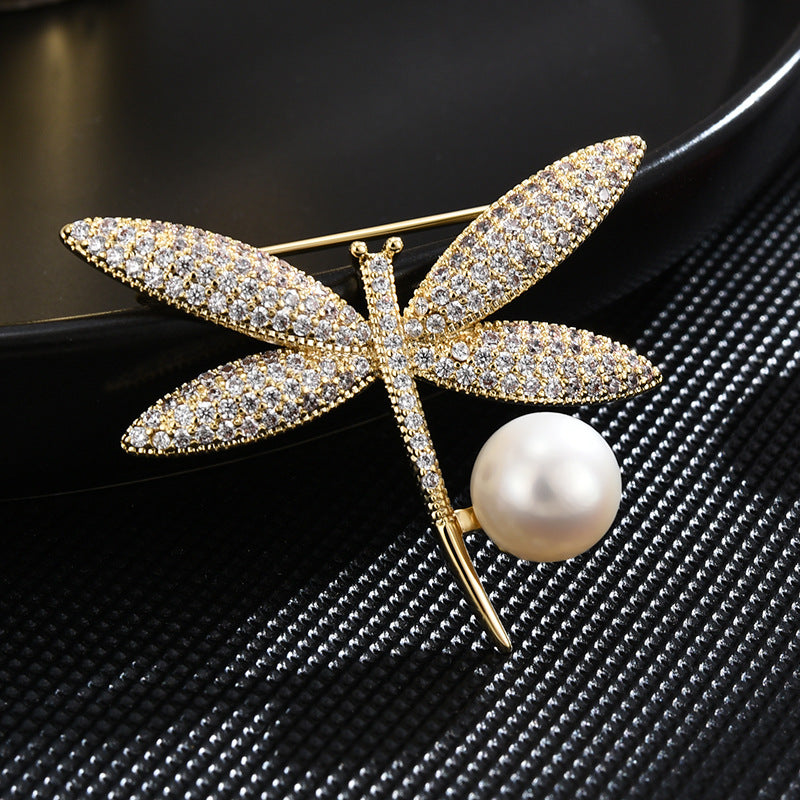 Pearl Dragonfly Brooch